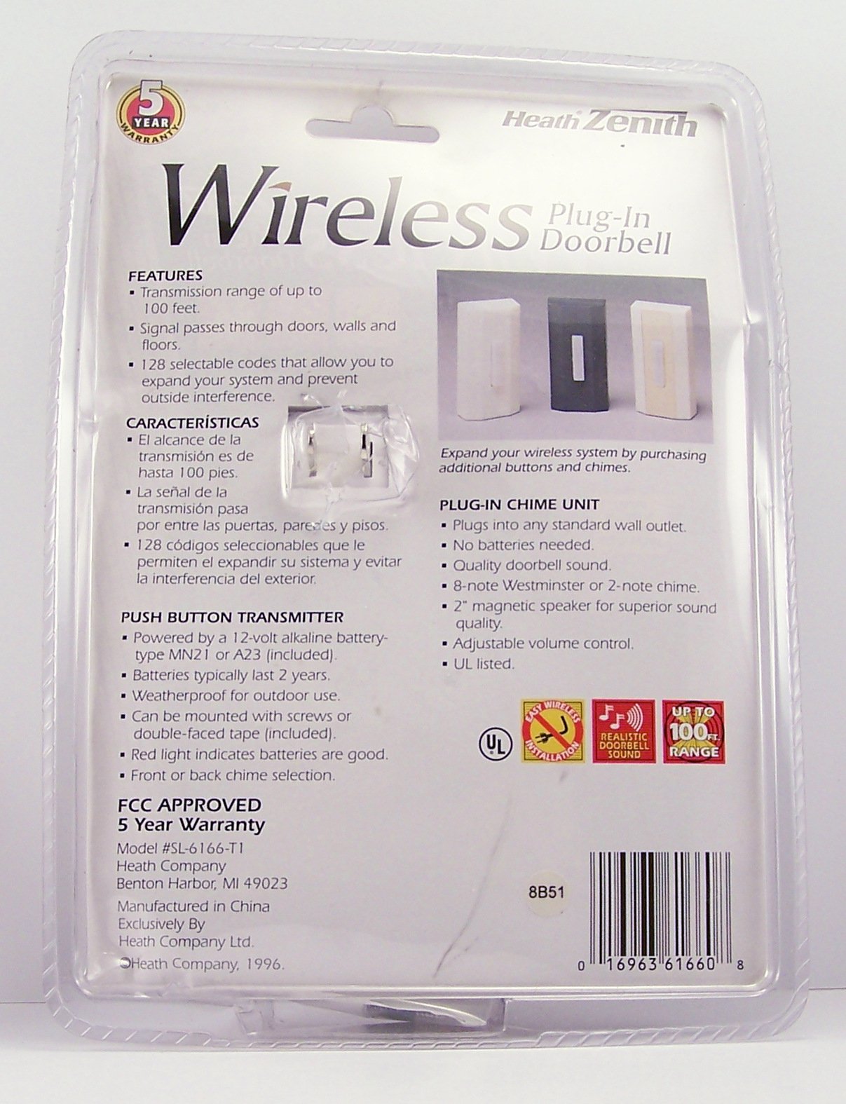 Heathco SL-6166-T1 18000124 Sl-7366-02 Chime Plug-in 8Note, No